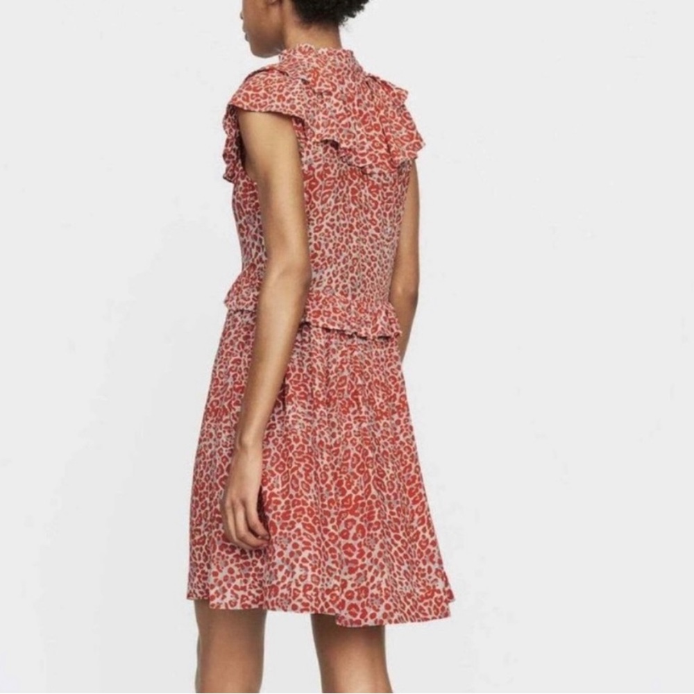 Maje chiffon leopard print orange dress - Picture 3 of 9